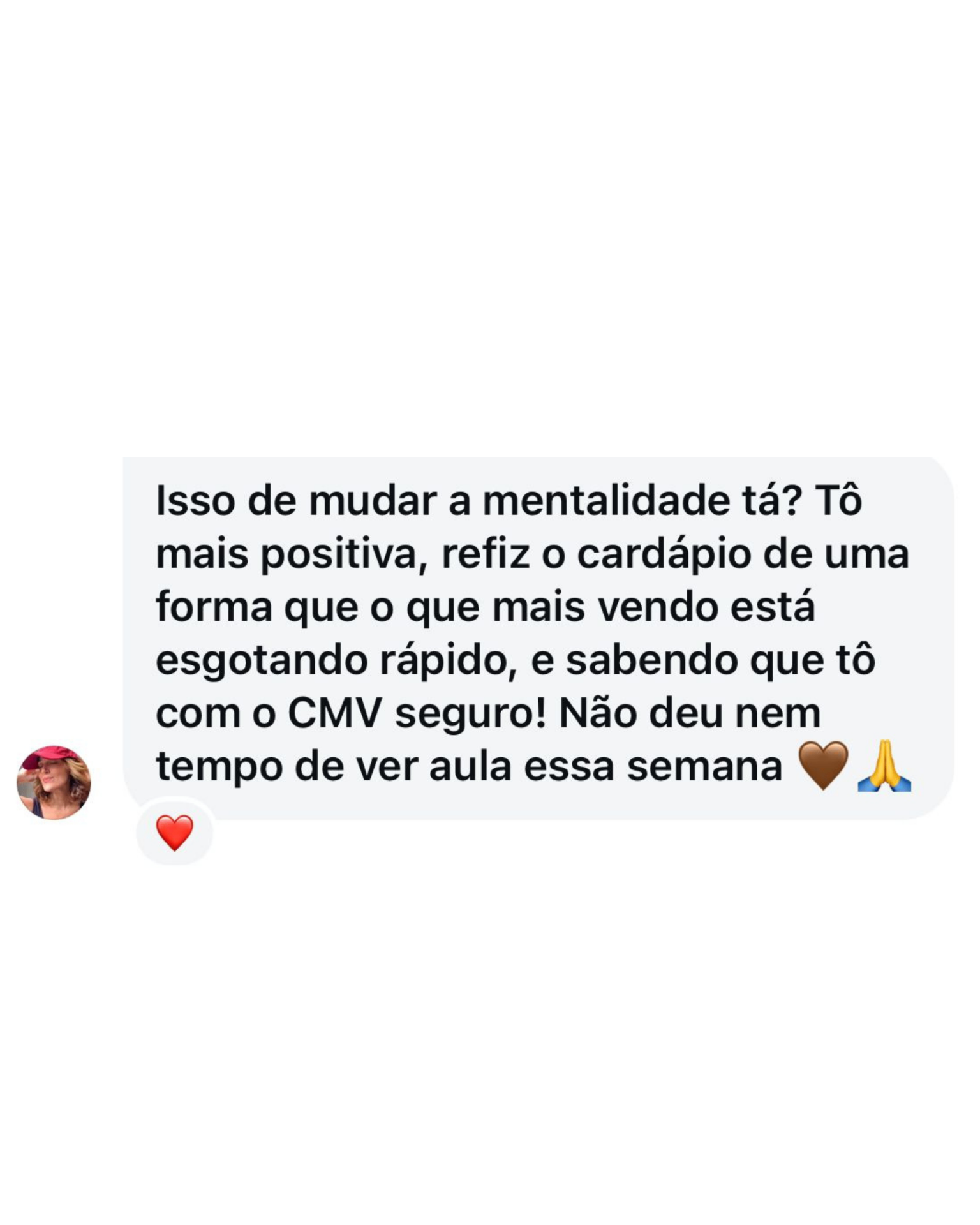 Mensagem real de aluna 2