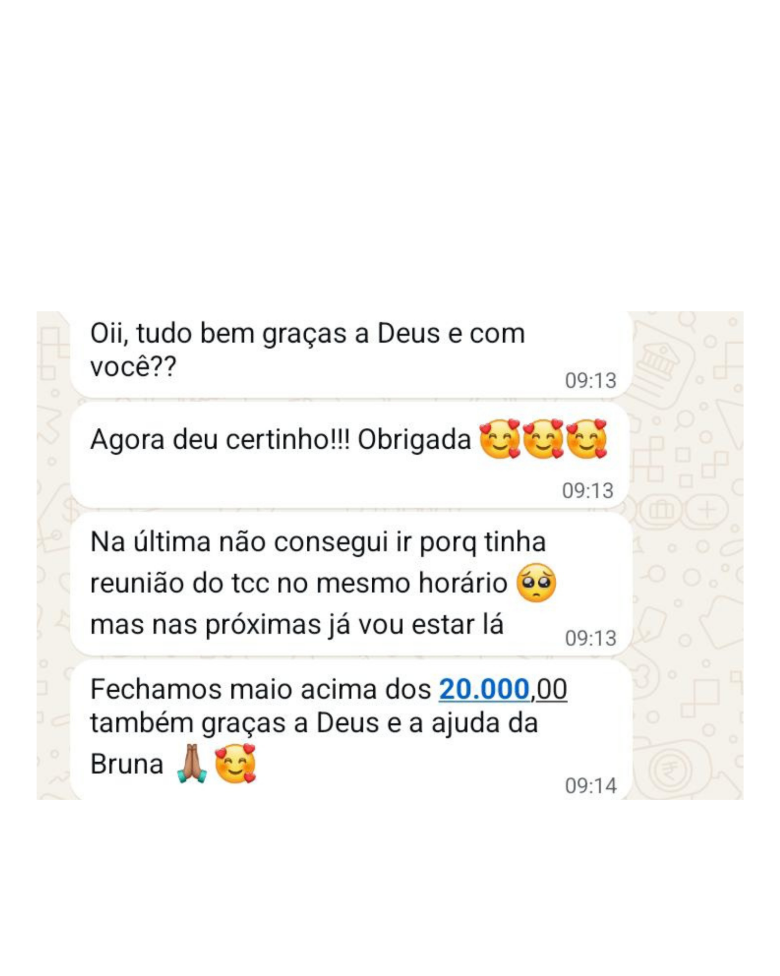 Mensagem real de aluna 1