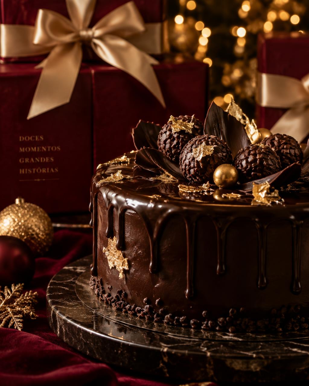 Bolo de chocolate festivo